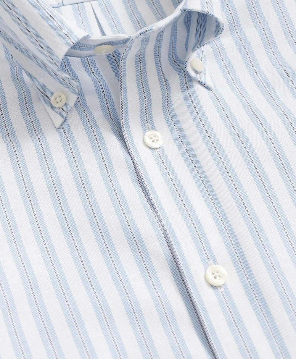 Stretch Cotton Non-Iron Oxford Polo Button Down Collar, Track Stripe Shirt | Brooks Brothers online shop