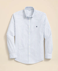 Stretch Cotton Non-Iron Oxford Polo Button Down Collar, Track Stripe Shirt | Brooks Brothers online shop
