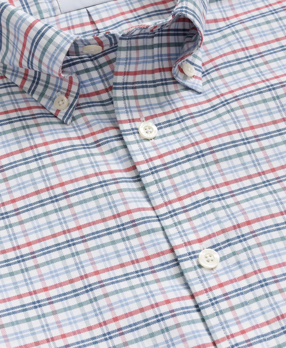 Stretch Cotton Non-Iron Oxford Polo Button Down Collar, Windowpane Short-Sleeve Shirt | Brooks Brothers on sale