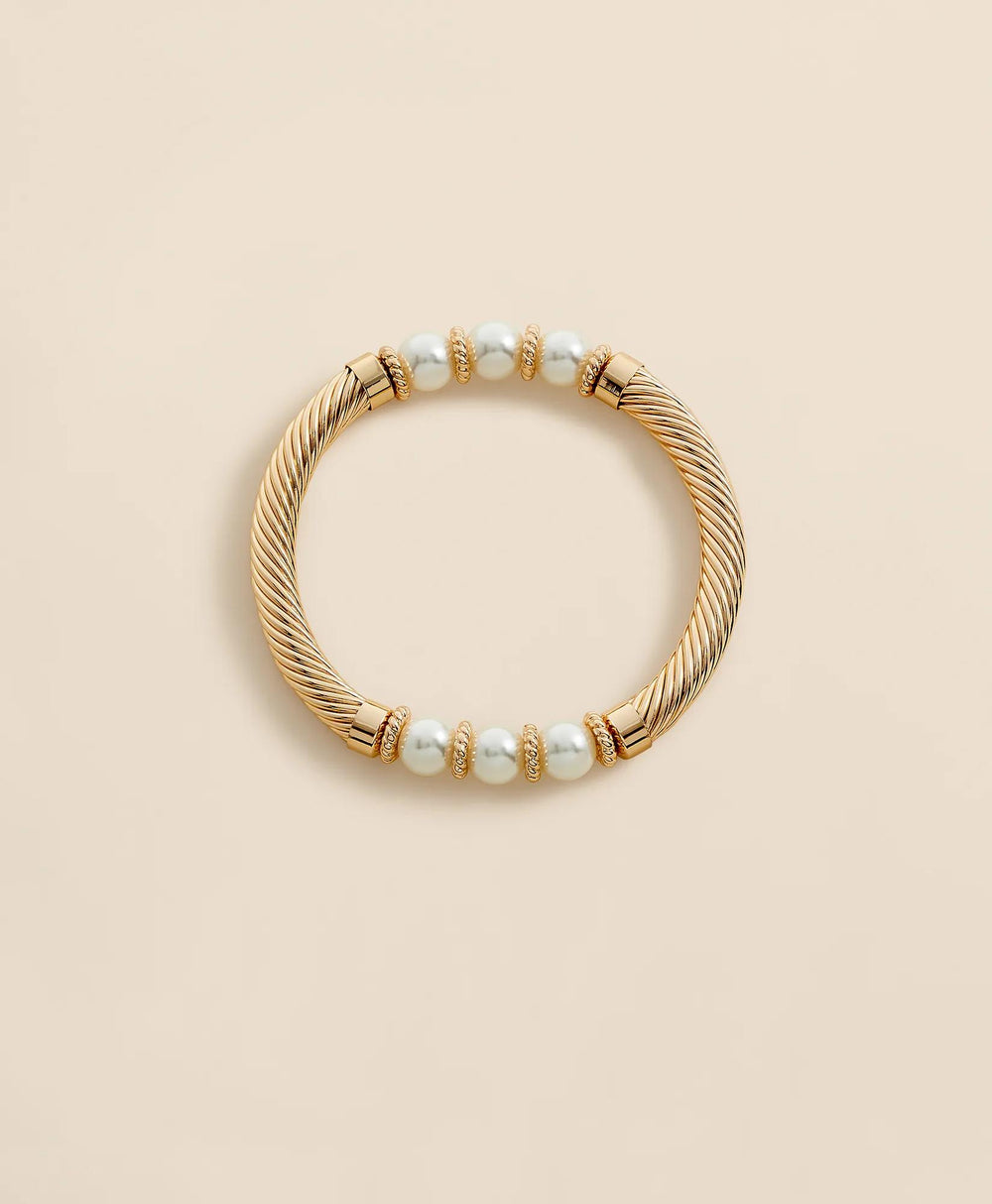 Stretch Faux-Pearl Bracelet with Gold-Plated Rope Detail | Brooks Brothers online