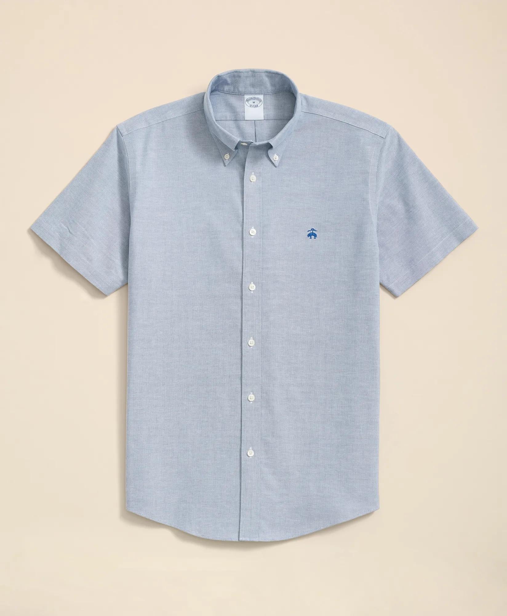Stretch Non-Iron Oxford Button-Down Collar, Short Sleeve Shirt | Brooks Brothers online