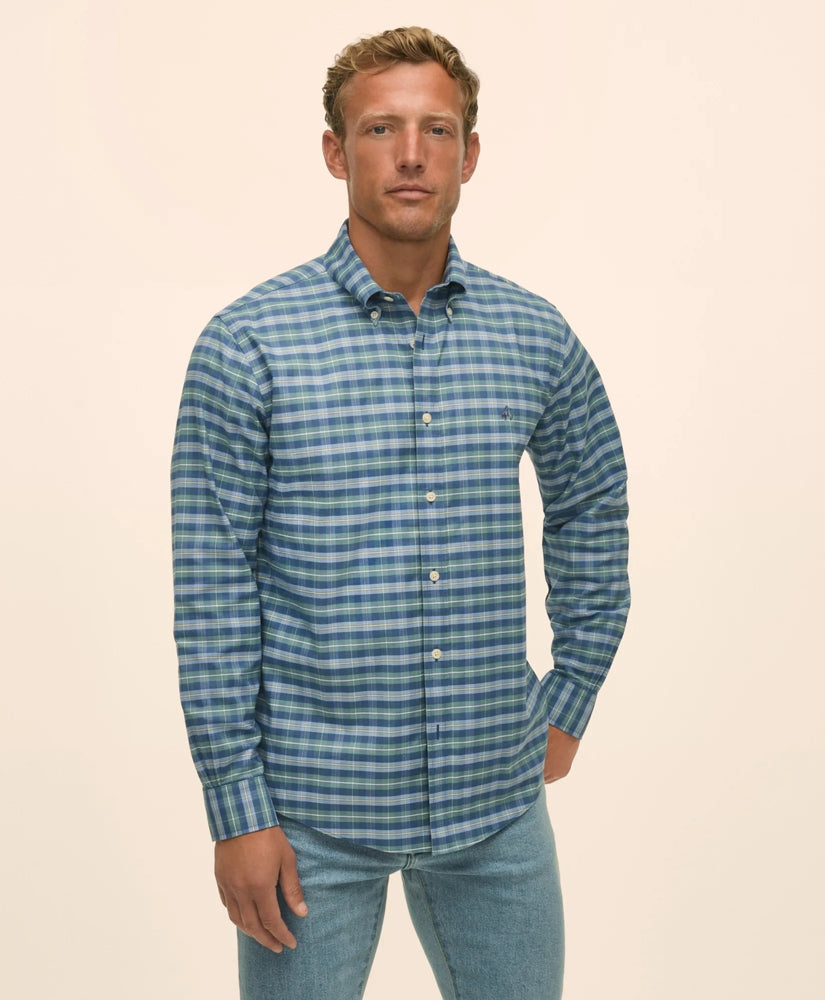 Stretch Non-Iron Oxford Button-Down Collar, Tartan Sport Shirt | Brooks Brothers on sale