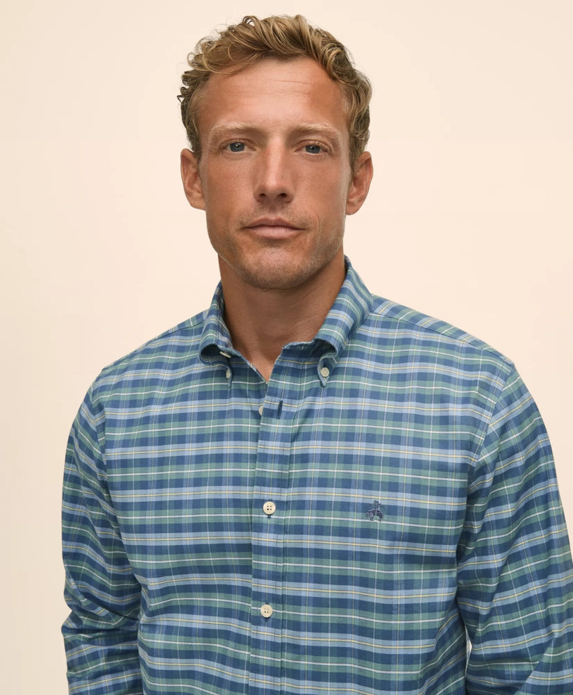 Stretch Non-Iron Oxford Button-Down Collar, Tartan Sport Shirt | Brooks Brothers on sale