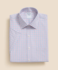 Stretch Supima® Cotton Non-Iron Ainsley Collar, Alternating Check Short-Sleeve Dress Shirt | Brooks Brothers online shop