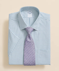 Stretch Supima® Cotton Non-Iron Broadcloth Ainsley Collar, Windowpane Short-Sleeve Dress Shirt | Brooks Brothers online