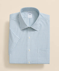 Stretch Supima® Cotton Non-Iron Broadcloth Ainsley Collar, Windowpane Short-Sleeve Dress Shirt | Brooks Brothers online