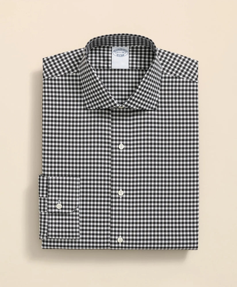 Stretch Supima® Cotton Non-Iron Herringbone English Spread Collar, Gingham Dress Shirt | Brooks Brothers online shop