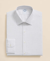 Stretch Supima® Cotton Non-Iron Pinpoint Oxford Ainsley Collar, Windowpane Dress Shirt | Brooks Brothers sale