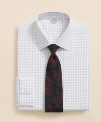 Stretch Supima® Cotton Non-Iron Pinpoint Oxford Ainsley Collar, Windowpane Dress Shirt | Brooks Brothers sale