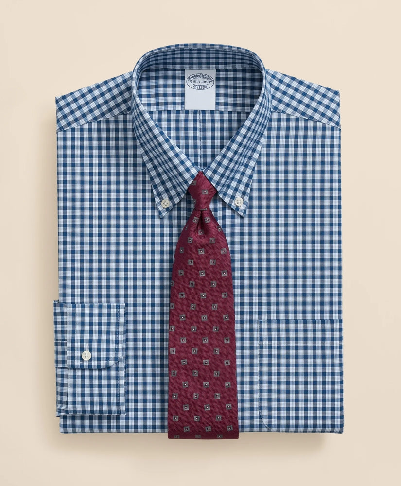 Stretch Supima® Cotton Non-Iron Pinpoint Oxford Polo Button Down Collar, Check Dress Shirt | Brooks Brothers on sale