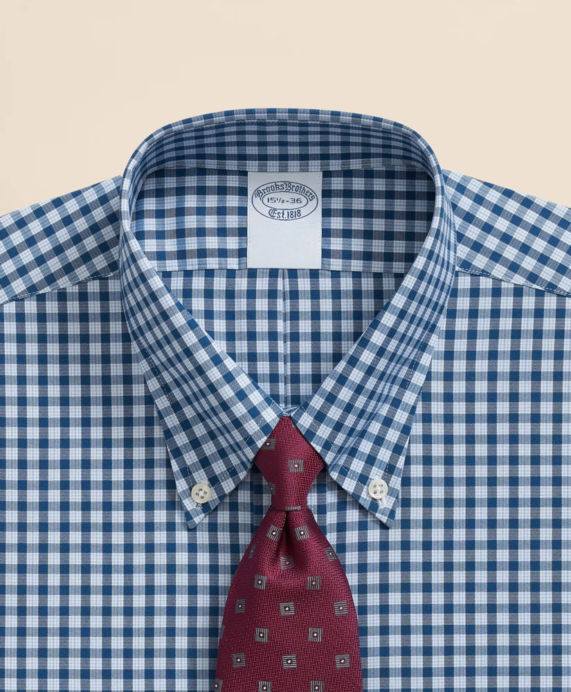 Stretch Supima® Cotton Non-Iron Pinpoint Oxford Polo Button Down Collar, Check Dress Shirt | Brooks Brothers on sale