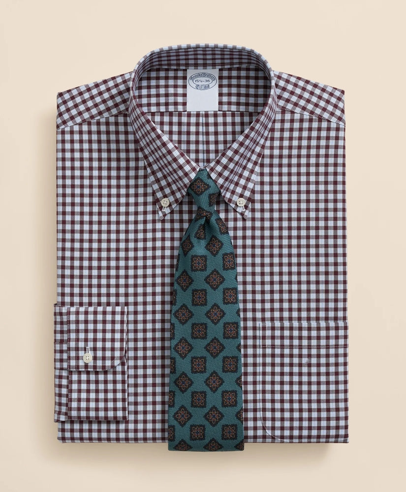 Stretch Supima® Cotton Non-Iron Pinpoint Oxford Polo Button Down Collar, Check Dress Shirt | Brooks Brothers on sale