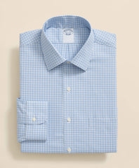 Stretch Supima® Cotton Non-Iron Royal Oxford Ainsley Collar, Checked Dress Shirt | Brooks Brothers online shop