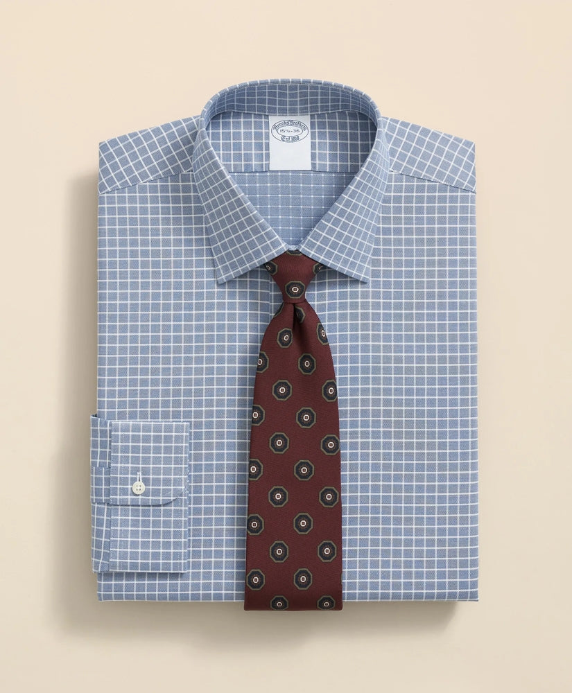 Stretch Supima® Cotton Non-Iron Textured Dobby Ainsley Collar, Graph Check Dress Shirt | Brooks Brothers cheap