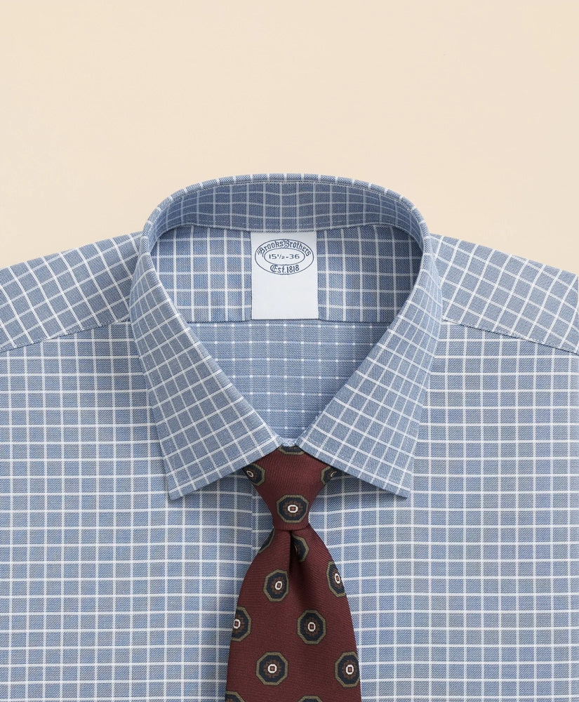 Stretch Supima® Cotton Non-Iron Textured Dobby Ainsley Collar, Graph Check Dress Shirt | Brooks Brothers cheap