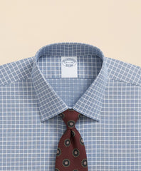 Stretch Supima® Cotton Non-Iron Textured Dobby Ainsley Collar, Graph Check Dress Shirt | Brooks Brothers cheap