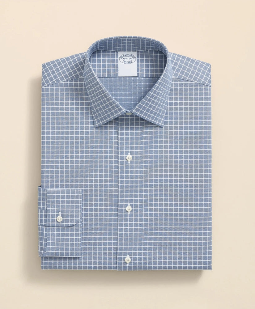 Stretch Supima® Cotton Non-Iron Textured Dobby Ainsley Collar, Graph Check Dress Shirt | Brooks Brothers cheap