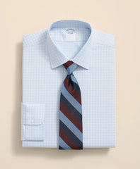 Stretch Supima® Cotton Non-Iron Textured Dobby Ainsley Collar, Graph Check Dress Shirt | Brooks Brothers cheap