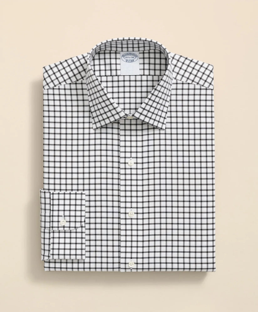 Stretch Supima® Cotton Non-Iron Twill Ainsley Collar, Windowpane Dress Shirt | Brooks Brothers sale