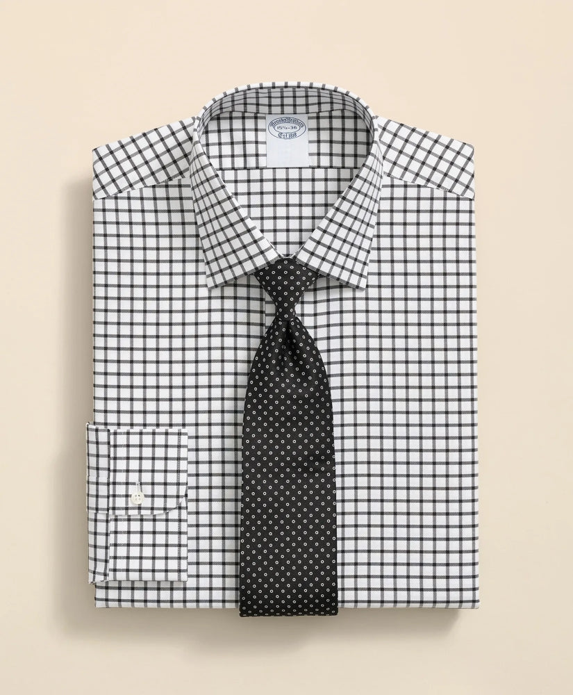 Stretch Supima® Cotton Non-Iron Twill Ainsley Collar, Windowpane Dress Shirt | Brooks Brothers sale