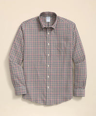 Stretch Supima® Cotton Non-Iron Twill Polo Button Down, Check Sport Shirt | Brooks Brothers online shop