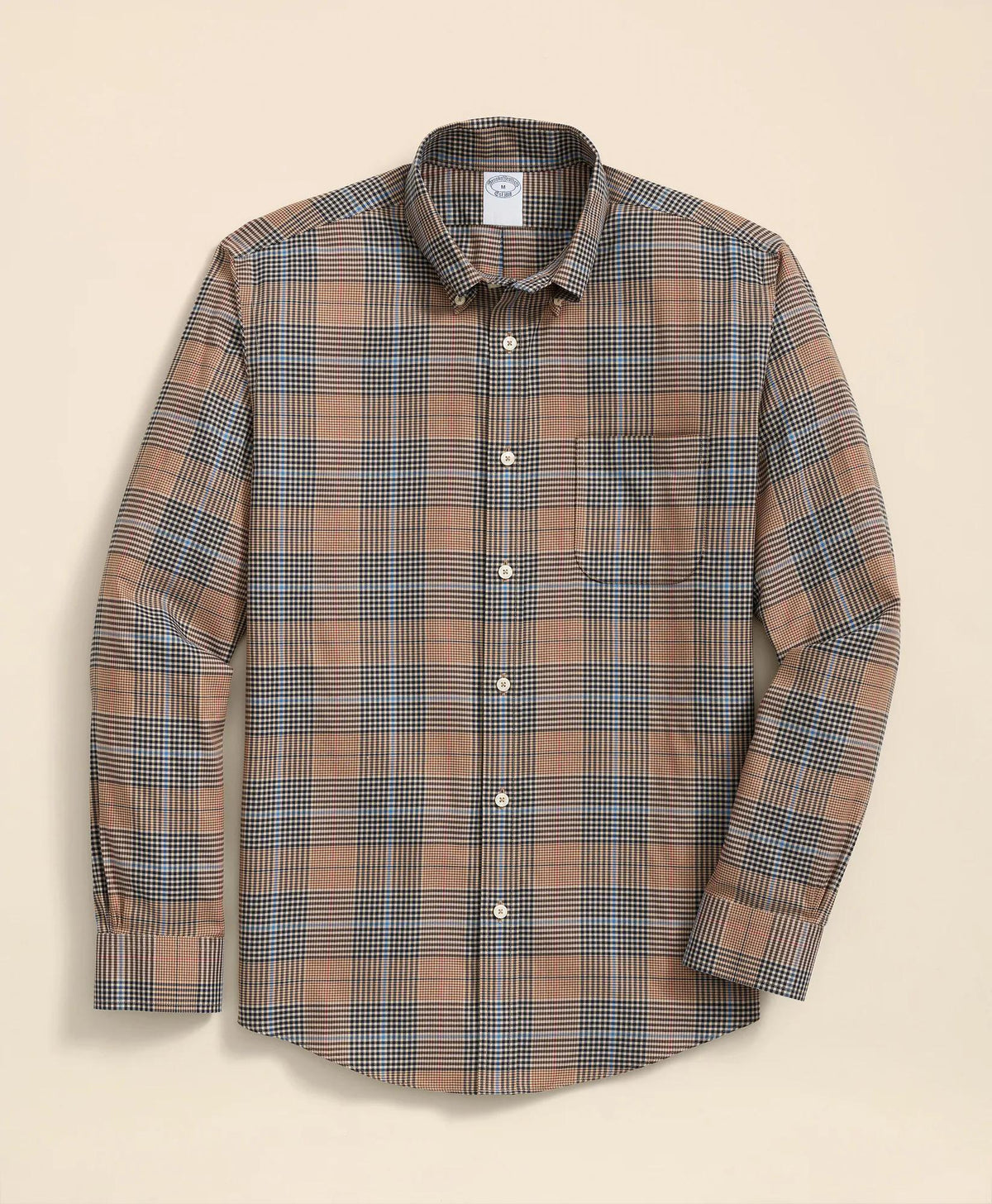 Stretch Supima® Cotton Non-Iron Twill Polo Button Down, Glen Plaid Sport Shirt | Brooks Brothers discount
