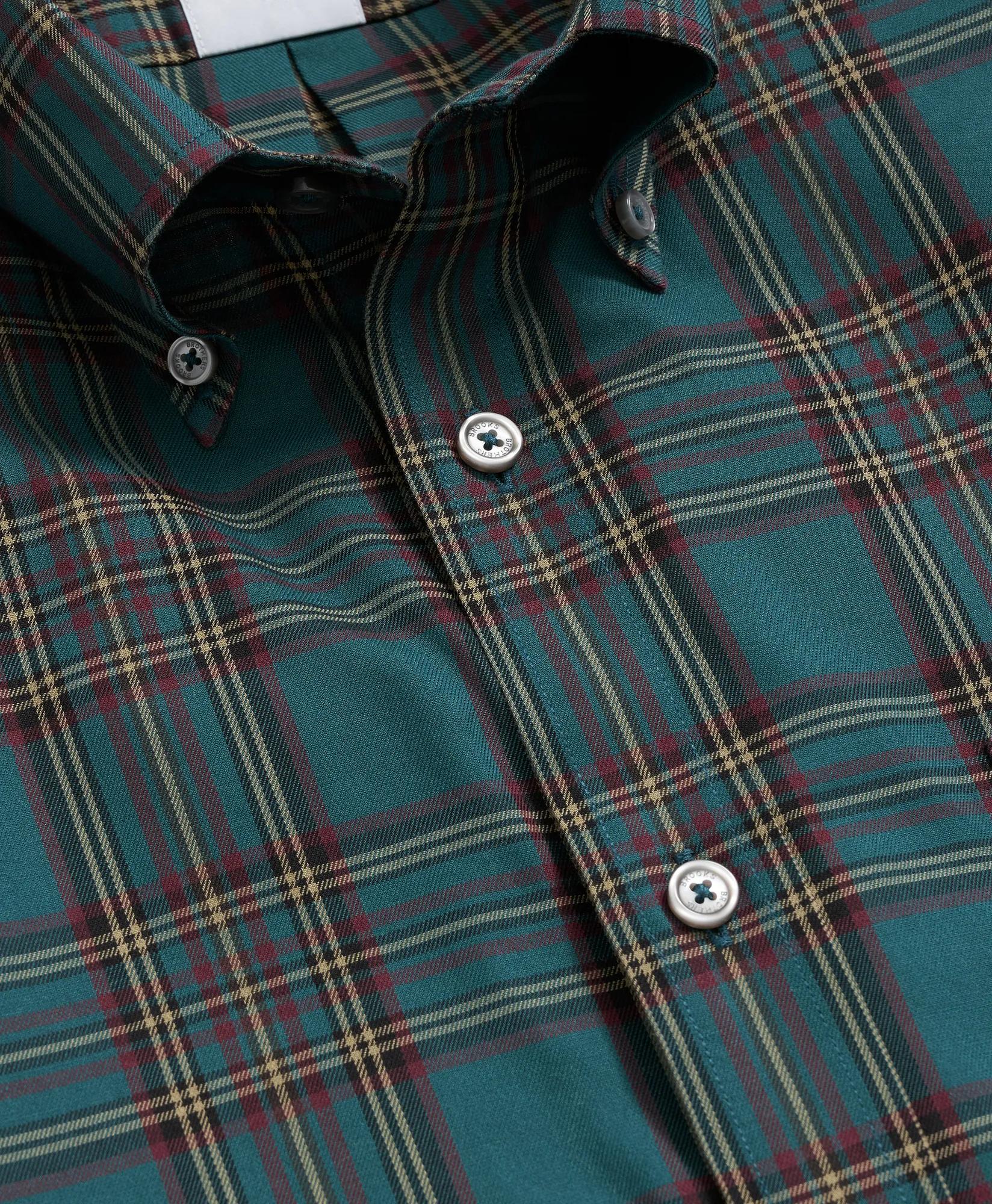 Stretch Supima® Cotton Non-Iron Twill Polo Button Down, Plaid Sport Shirt | Brooks Brothers online shop