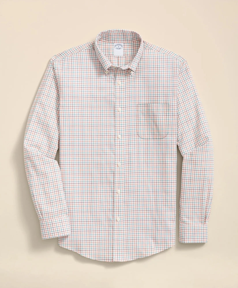 Stretch Supima® Cotton Non-Iron Twill Polo Button Down, Tattersall Sport Shirt | Brooks Brothers sale