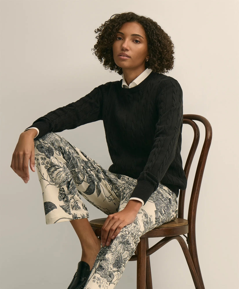 Supima® Cotton Cable Crewneck Sweater | Brooks Brothers online