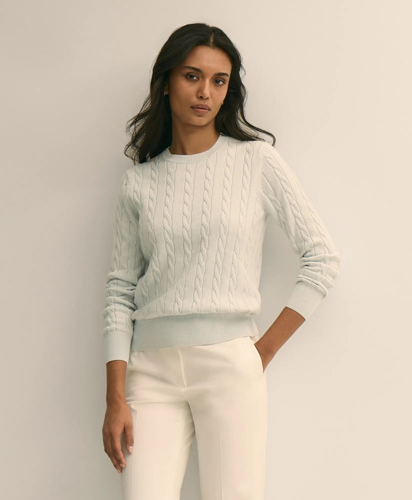 Supima® Cotton Cable Crewneck Sweater | Brooks Brothers discount