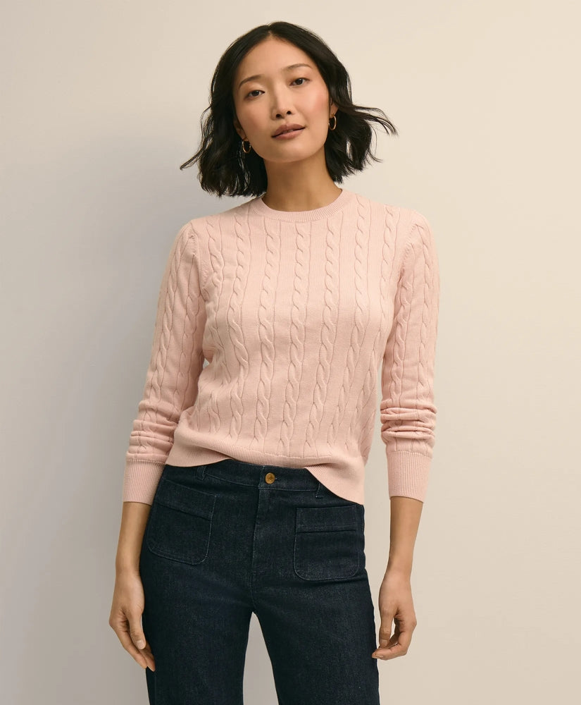Supima® Cotton Cable Crewneck Sweater | Brooks Brothers discount