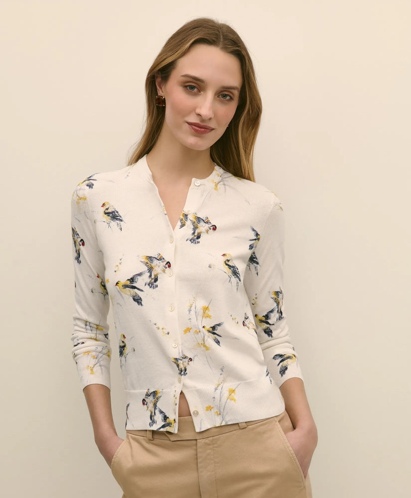 Cotton Cardigan in Bird Print | Brooks Brothers cheap
