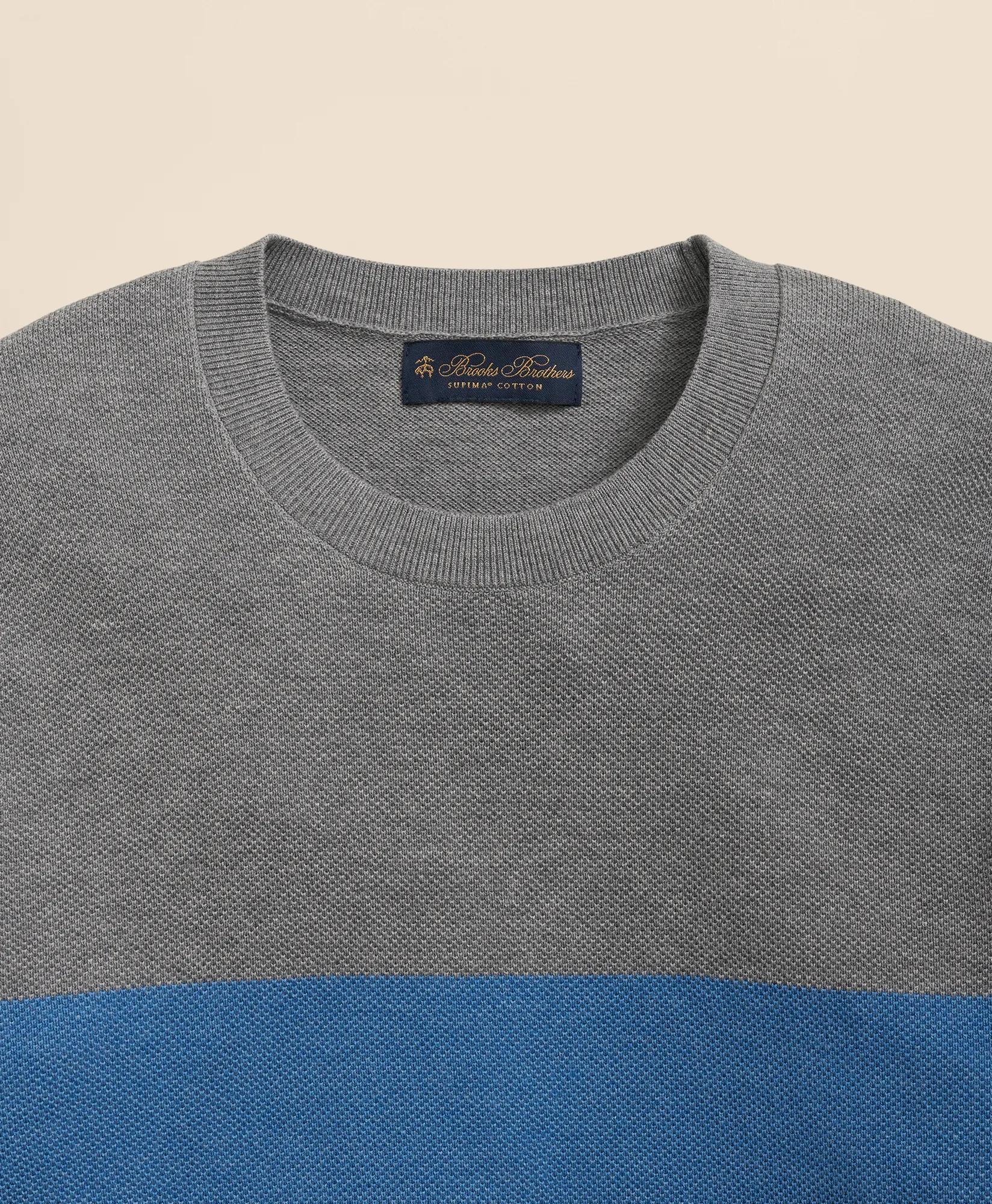 Supima® Cotton Crewneck Chest Stripe Sweater | Brooks Brothers discount