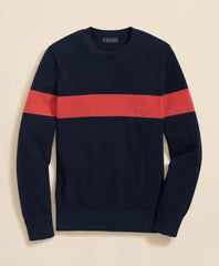 Supima® Cotton Crewneck Chest Stripe Sweater | Brooks Brothers discount