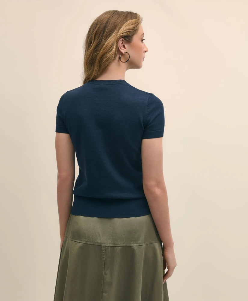 Supima® Cotton Jersey Short-Sleeve Sweater | Brooks Brothers on sale