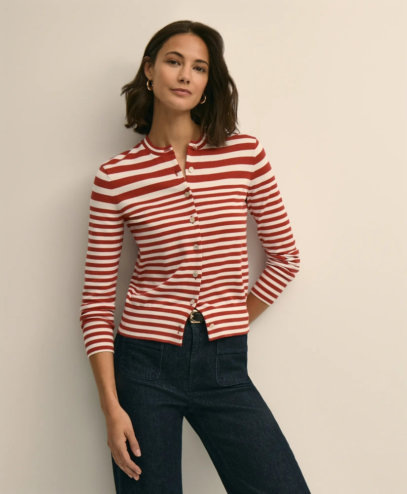 Supima® Cotton Variegated Stripe Cardigan | Brooks Brothers online shop