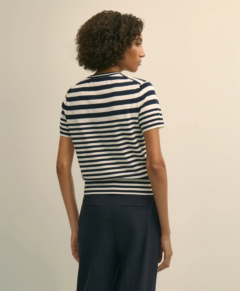 Supima® Cotton Variegated Stripe Short-Sleeve Sweater Shell | Brooks Brothers discount
