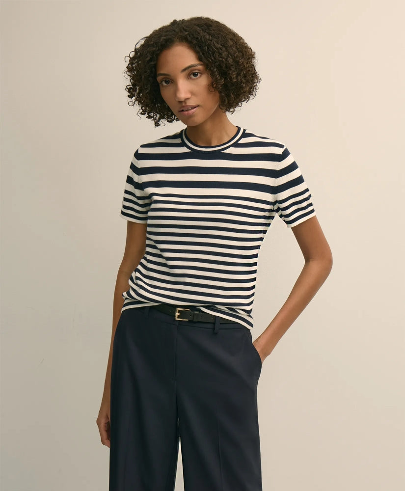 Supima® Cotton Variegated Stripe Short-Sleeve Sweater Shell | Brooks Brothers discount