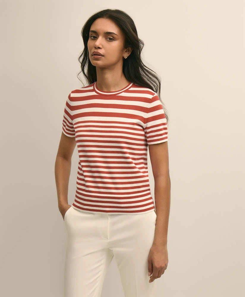 Supima® Cotton Variegated Stripe Short-Sleeve Sweater Shell | Brooks Brothers discount
