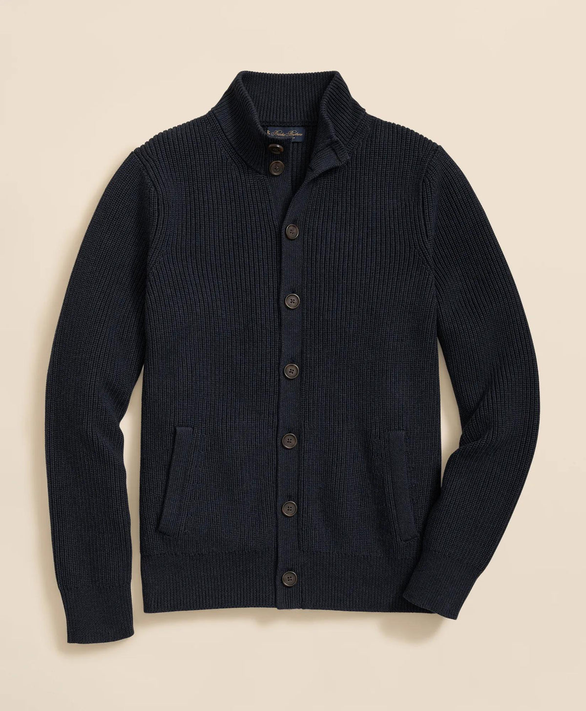 Supima® Cotton Ribbed Mock Neck Cardigan | Brooks Brothers online