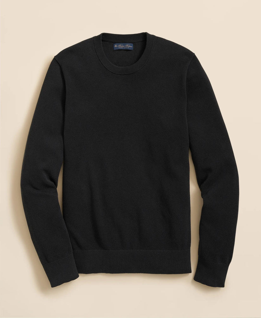 Supima® Cotton Pique Crewneck Sweater | Brooks Brothers on sale
