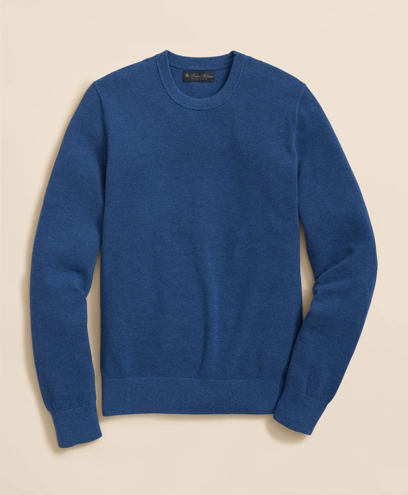 Supima® Cotton Pique Crewneck Sweater | Brooks Brothers on sale