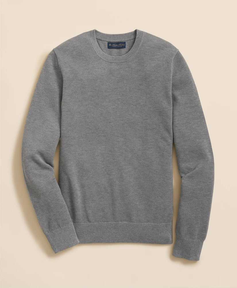 Supima® Cotton Pique Crewneck Sweater | Brooks Brothers on sale