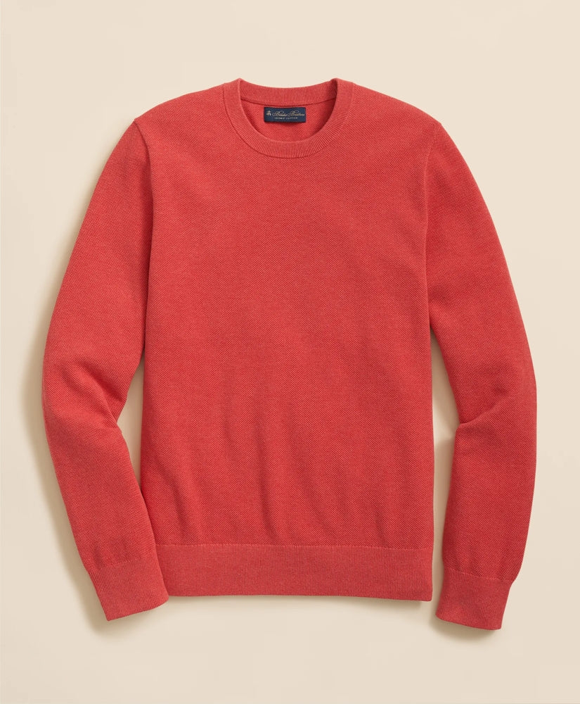 Supima® Cotton Pique Crewneck Sweater | Brooks Brothers on sale