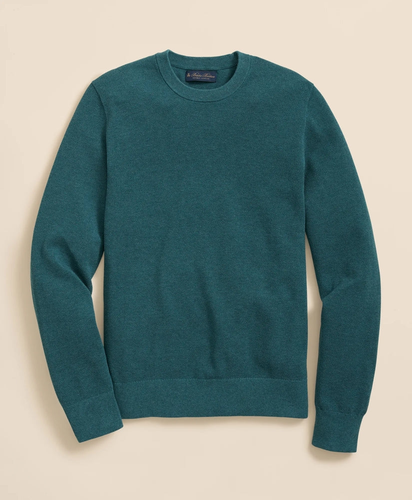 Supima® Cotton Pique Crewneck Sweater | Brooks Brothers on sale