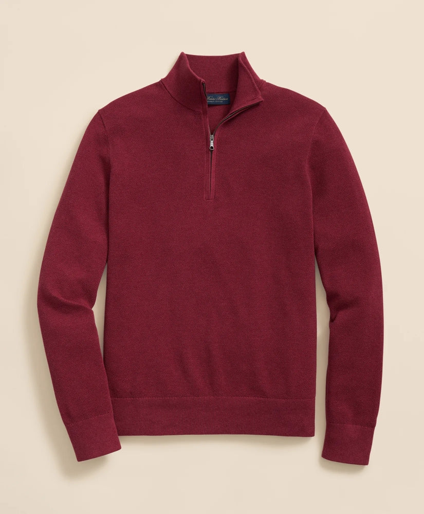 Supima® Cotton Pique Quarter-Zip Sweater | Brooks Brothers cheap