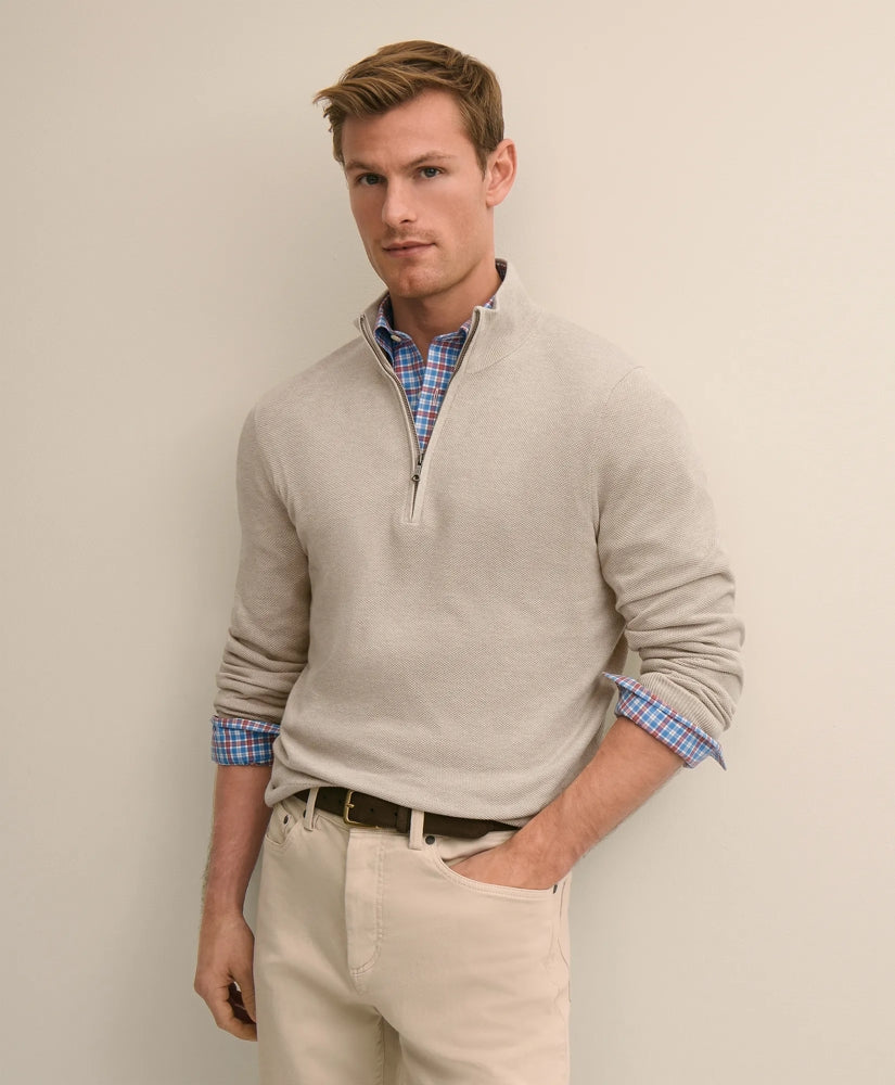 Supima® Cotton Pique Quarter-Zip Sweater | Brooks Brothers cheap