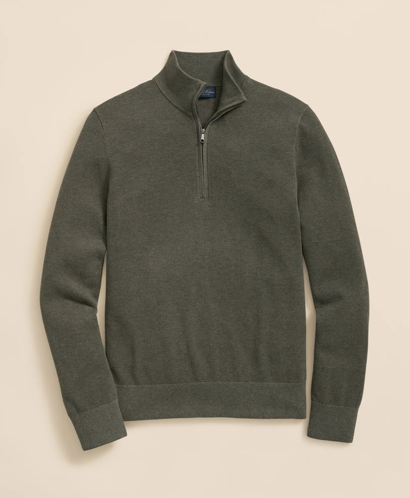 Supima® Cotton Pique Quarter-Zip Sweater | Brooks Brothers cheap