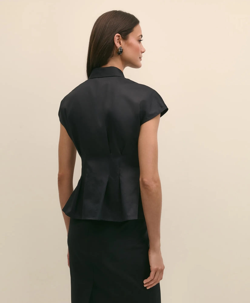 Supima® Cotton Sateen Pleated Peplum Shirt | Brooks Brothers for sale