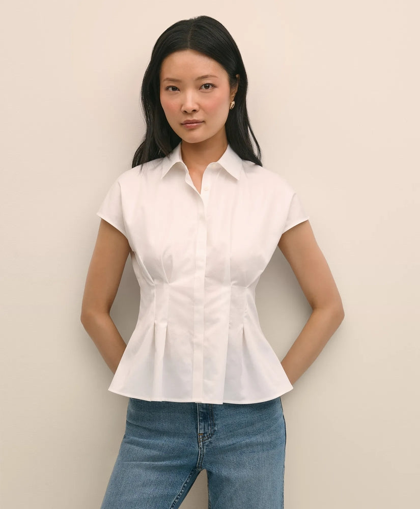 Supima® Cotton Sateen Pleated Peplum Shirt | Brooks Brothers for sale